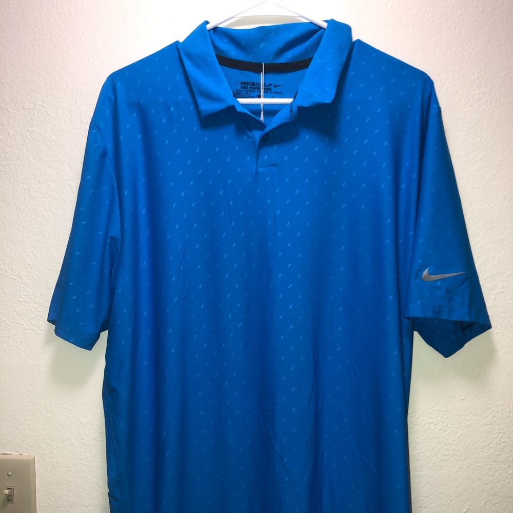 Nike Men Golf Shirt Blue Size L Dri-Fit
